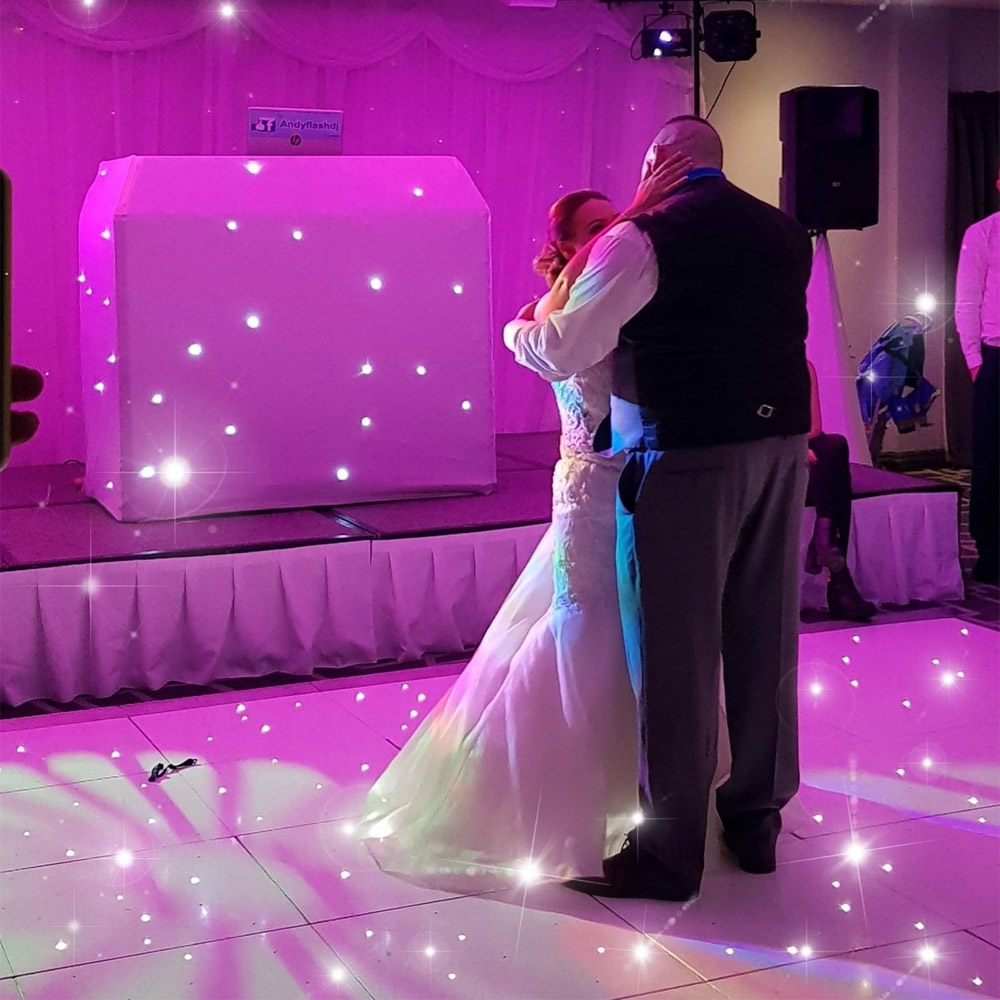 Full dancefloor at a south Manchester wedding reception